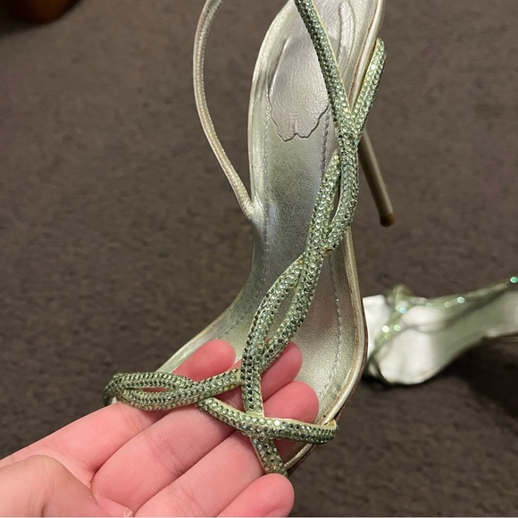 Rene Caovilla Y2K Green Rhinestone Strappy Heels - Picture 10 of 12